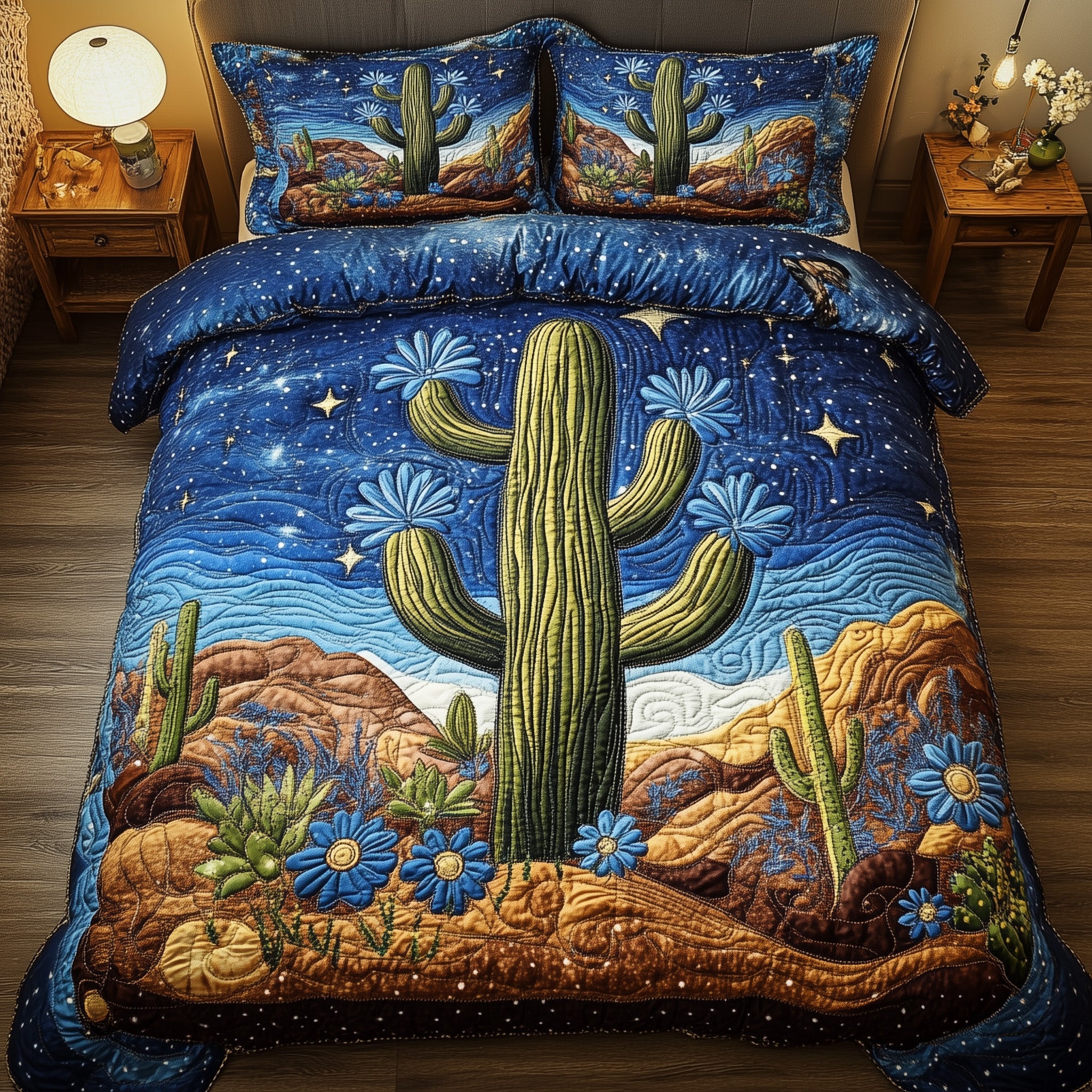 Desert Bloom Quilted Bedding Set Duvet Cover Merchandise Succulent Present Ideas