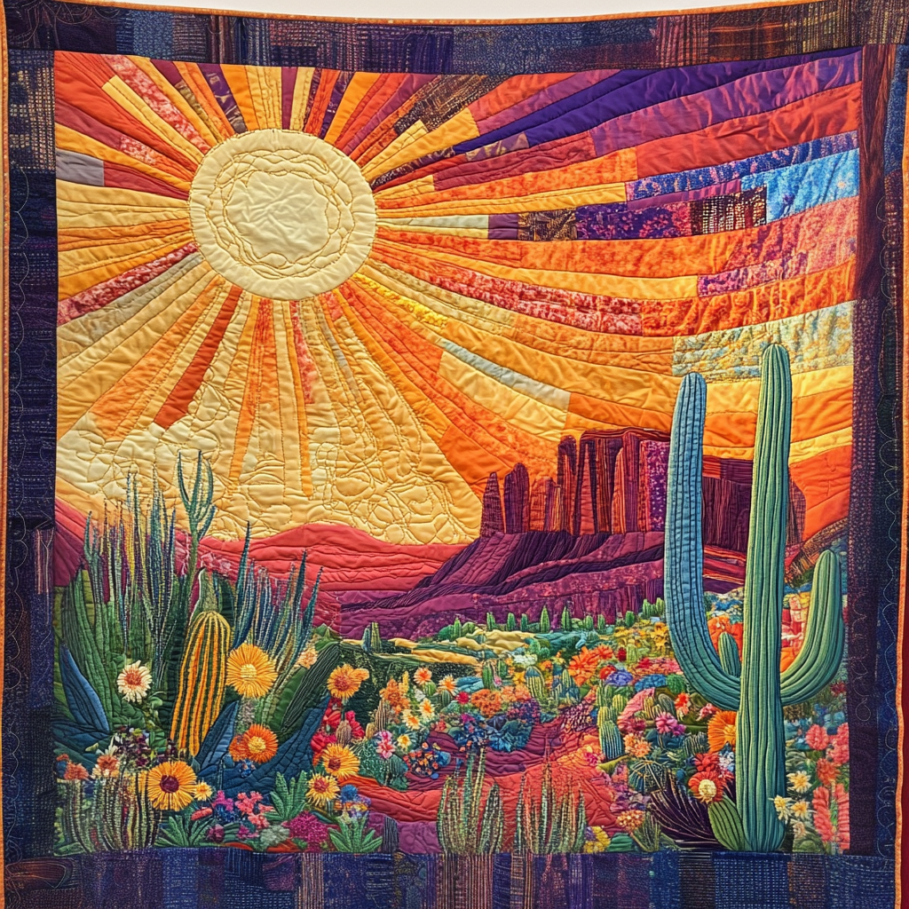Desert Bloom Quilted Blanket Best Throw Blanket Cactus Gifts For Her