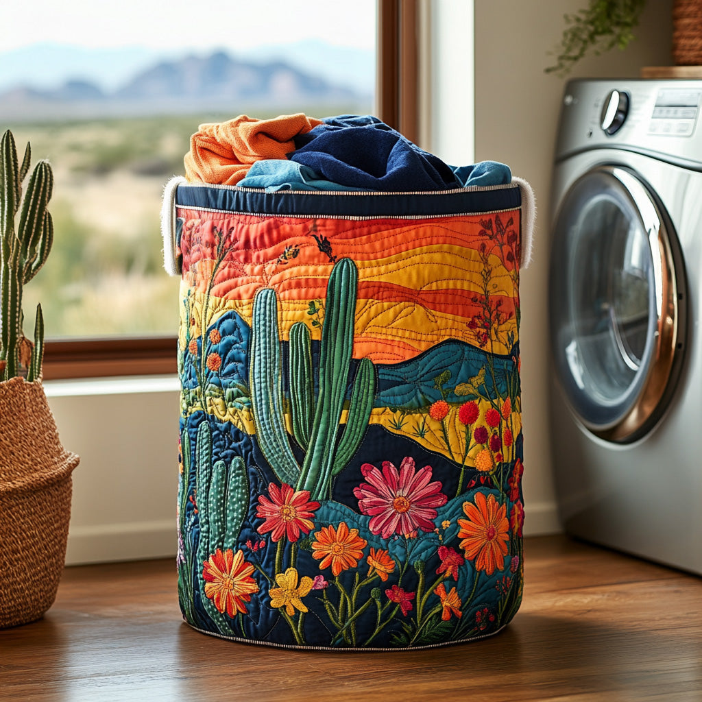 Desert Bloom Quilted Laundry Basket Holiday Gift For Laundry Lovers