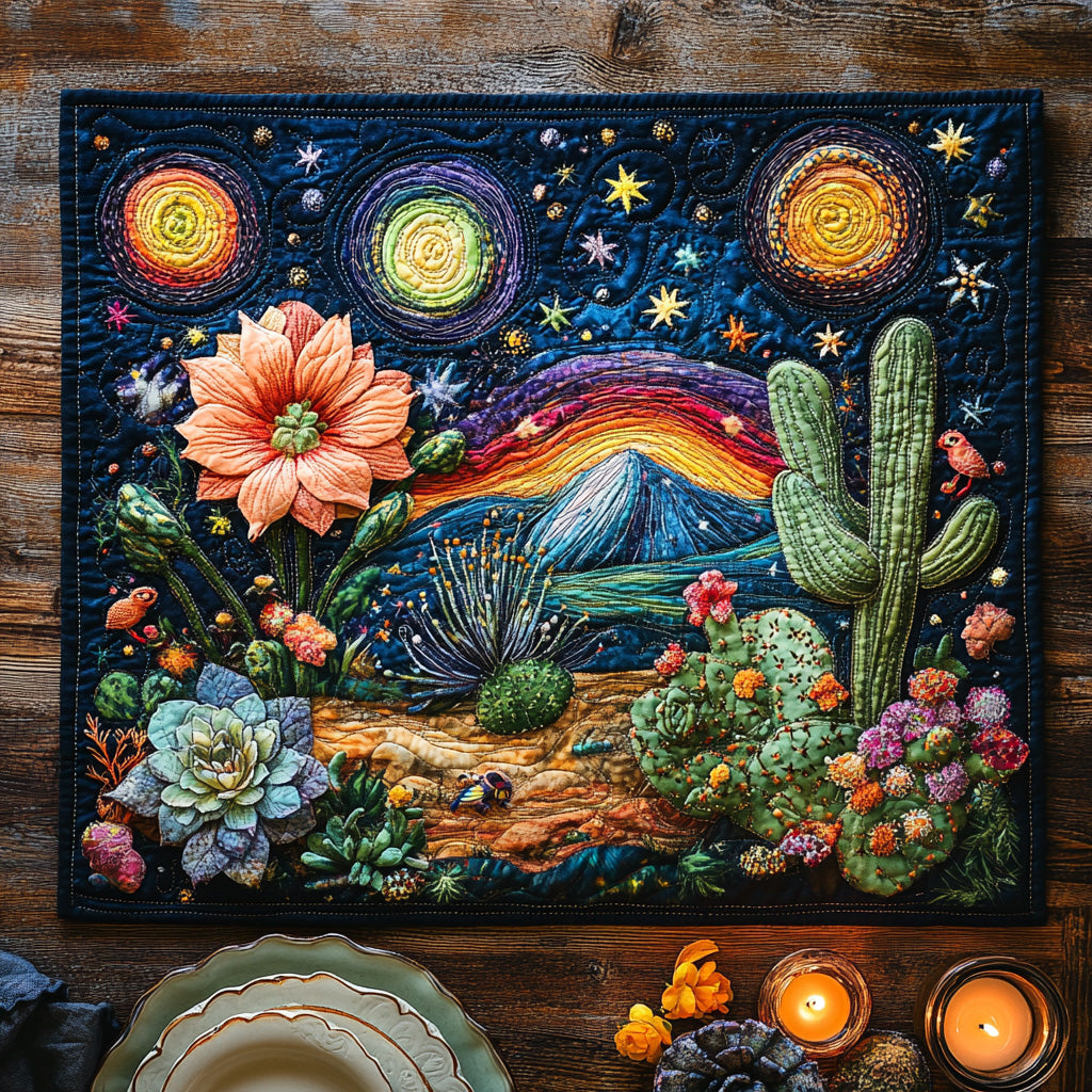 Desert Bloom Quilted Placemat Christmas House Decor Christmas Cactus Gift