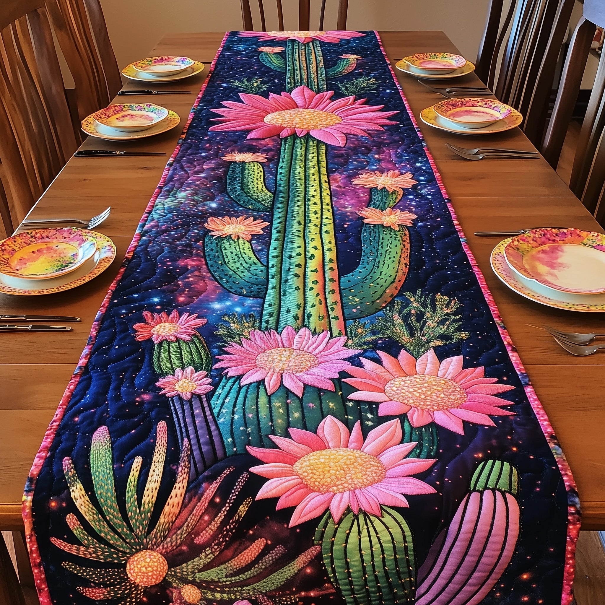 Desert Bloom Quilted Table Runner Seasonal Table Runner for Holidays