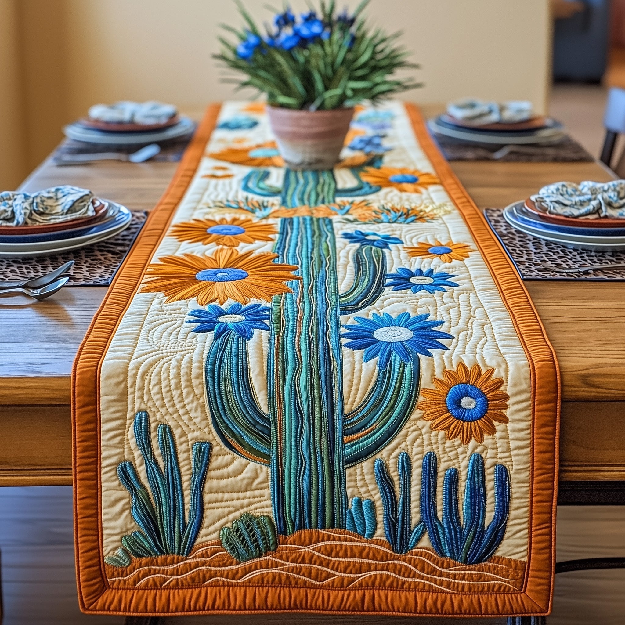 Desert Bloom Quilted Table Runner Table Runner Gift for Holiday Season