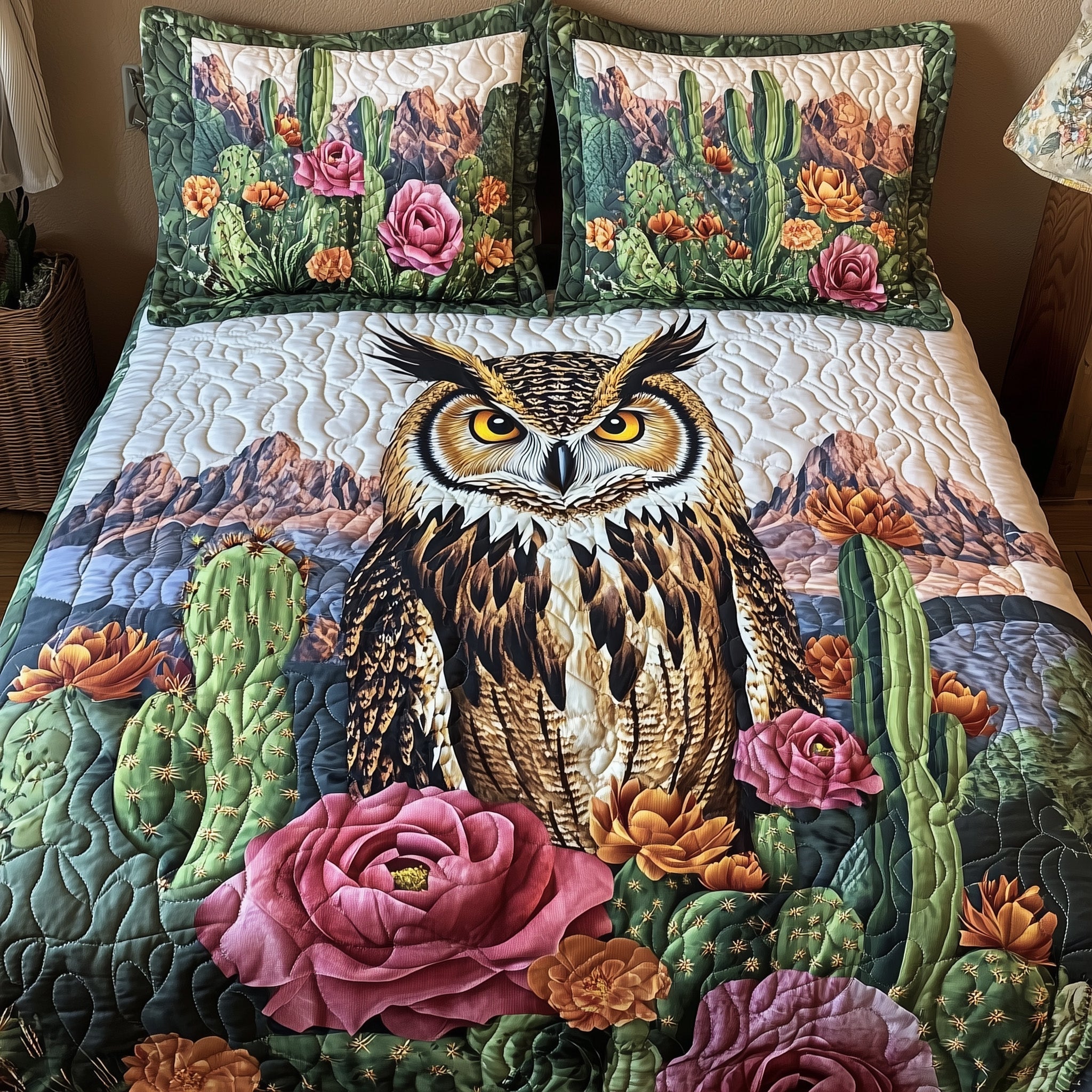 Desert Bloom Watcher Quilted Bedding Set Duvet Cover Merchandise Cowboy Theme Diaper Cake