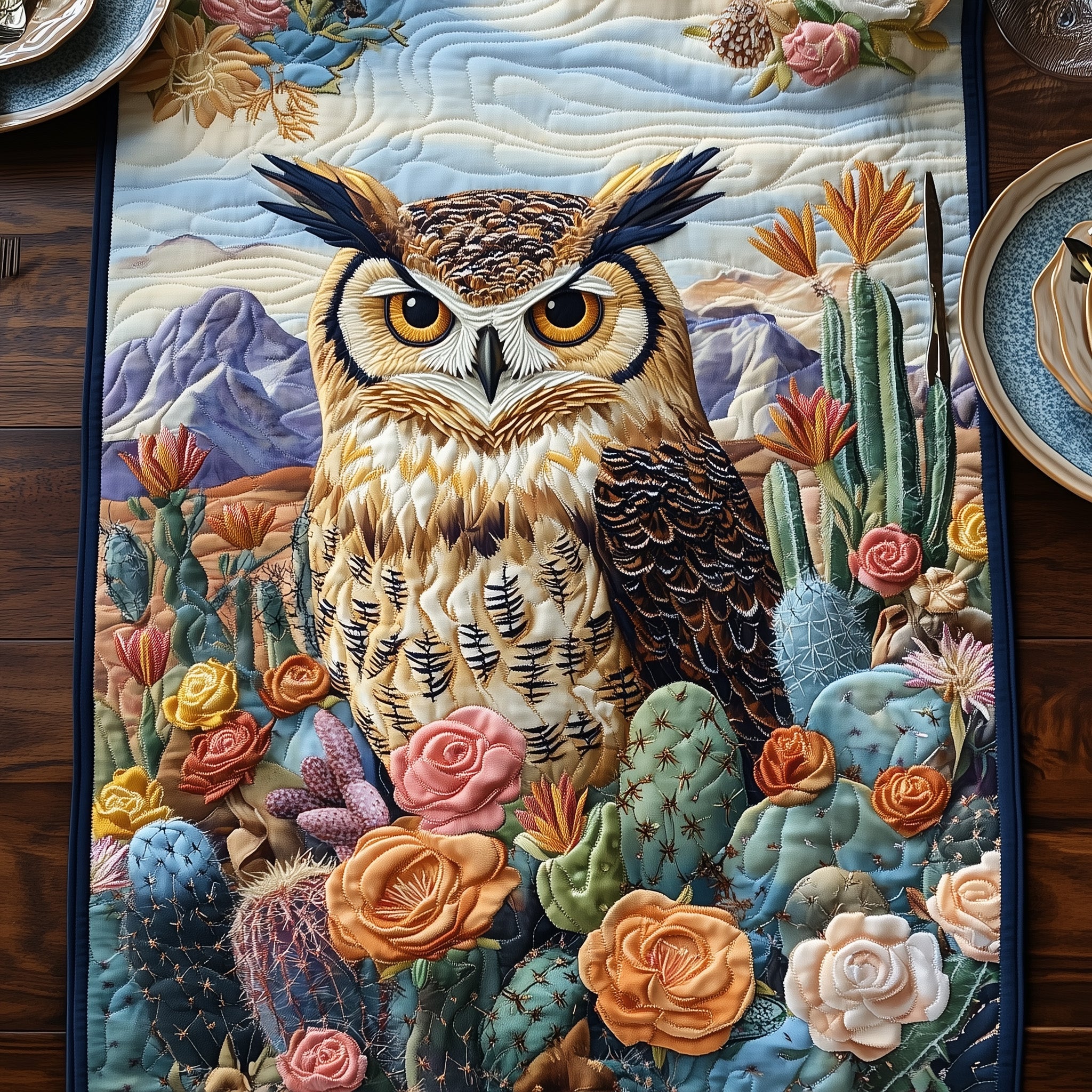 Desert Bloom Watcher Quilted Table Runner Christmas Table Runner for Dining Room