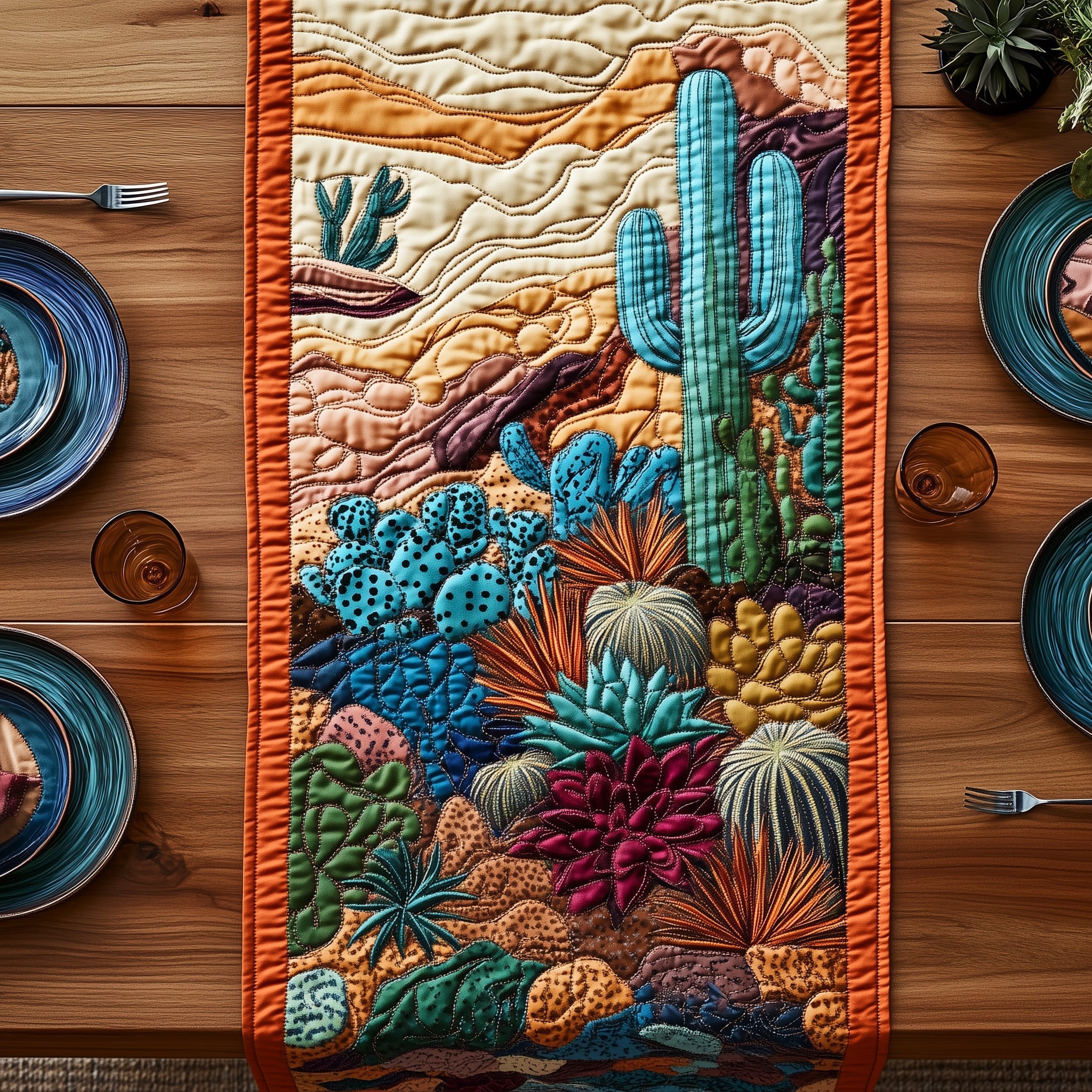 Desert Blooming Haven Quilted Table Runner Holiday Table Runner Gift Idea