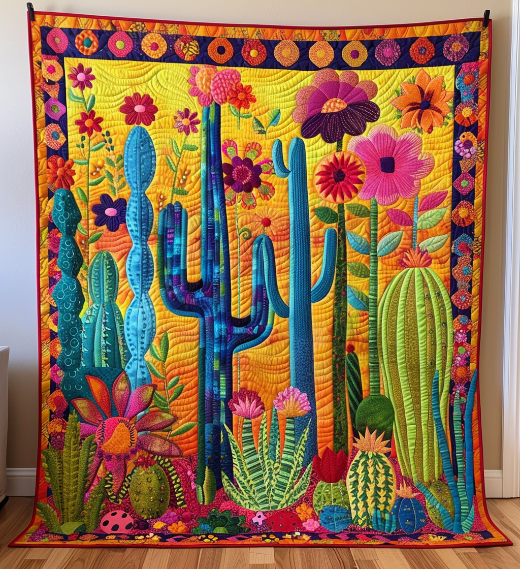 Desert Blooms Delight Quilted Blanket Cute Christmas Blankets