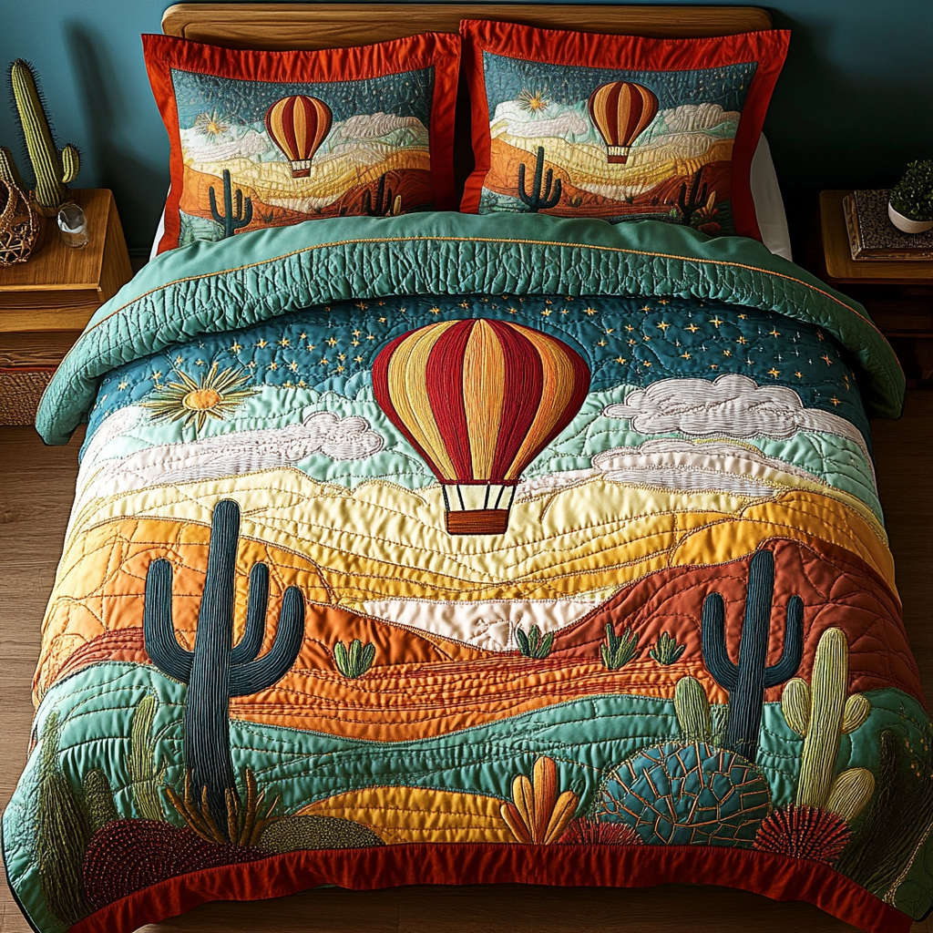 Desert Breeze Quilted Bedding Set Holiday Duvet Covers Novelty Cactus Gifts