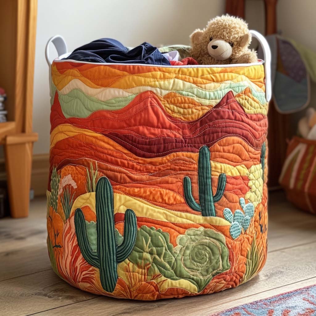 Desert Breeze Quilted Laundry Basket Useful Quilted Basket Gift That Blends Style and Function