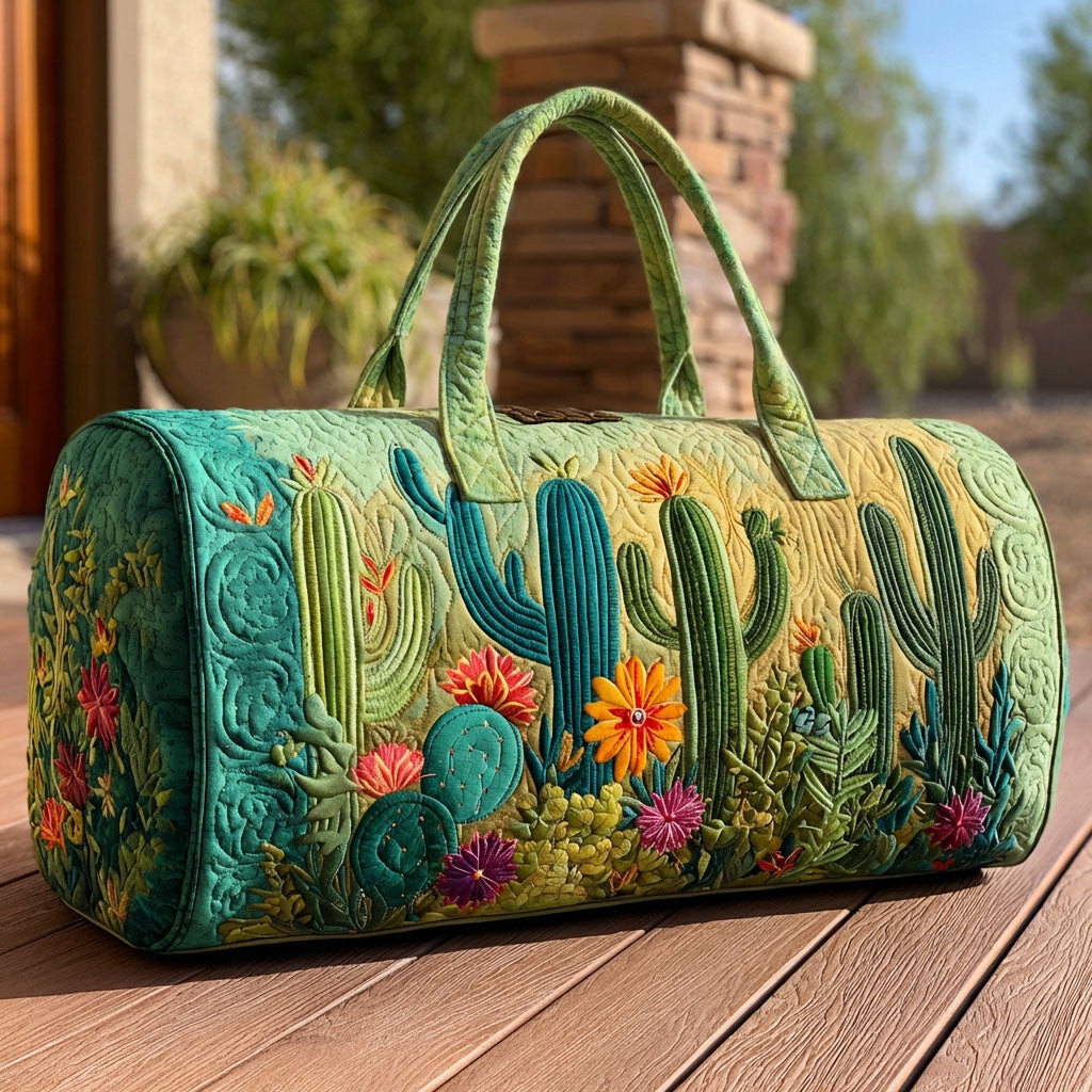 Desert Cactus Quilted Duffle Bag Southwest Travel Gear Best Gift For Nature Lovers