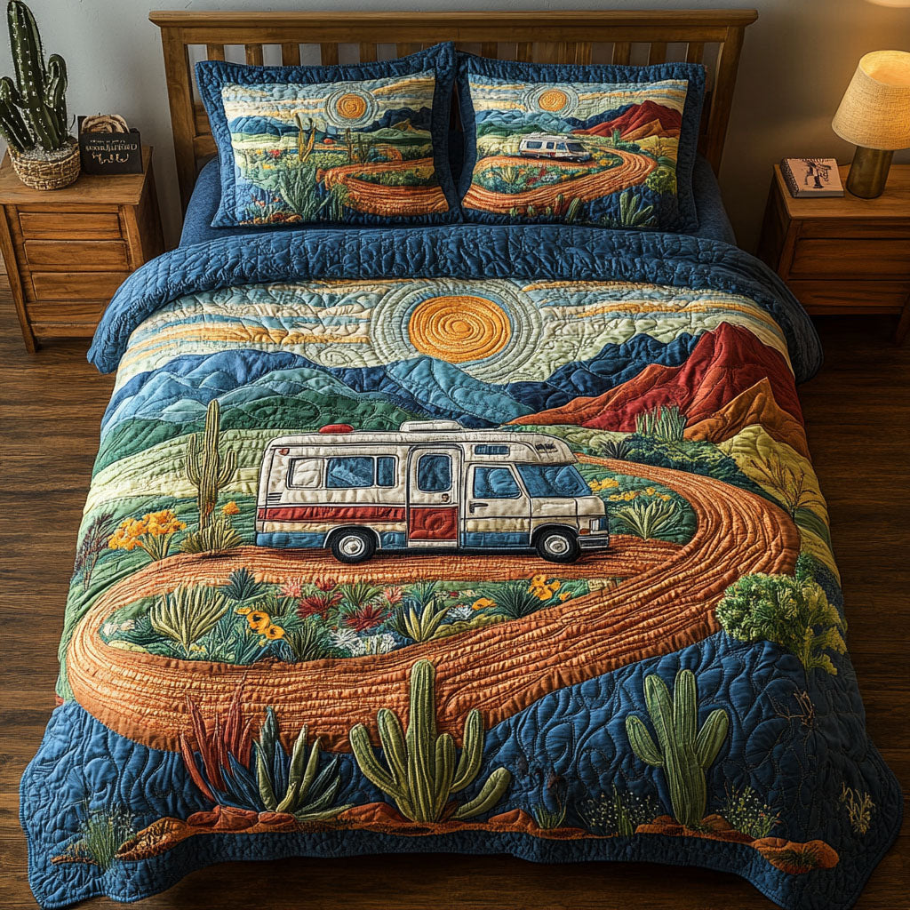 Desert Caravan Quilted Bedding Set Cute Bedroom Decor Christmas Presents For Hippies