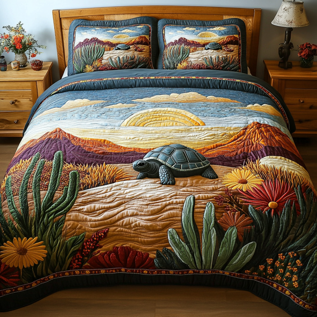 Desert Companion Quilted Bedding Set Cute Bedroom Decor Sea Turtle Gifts For Her