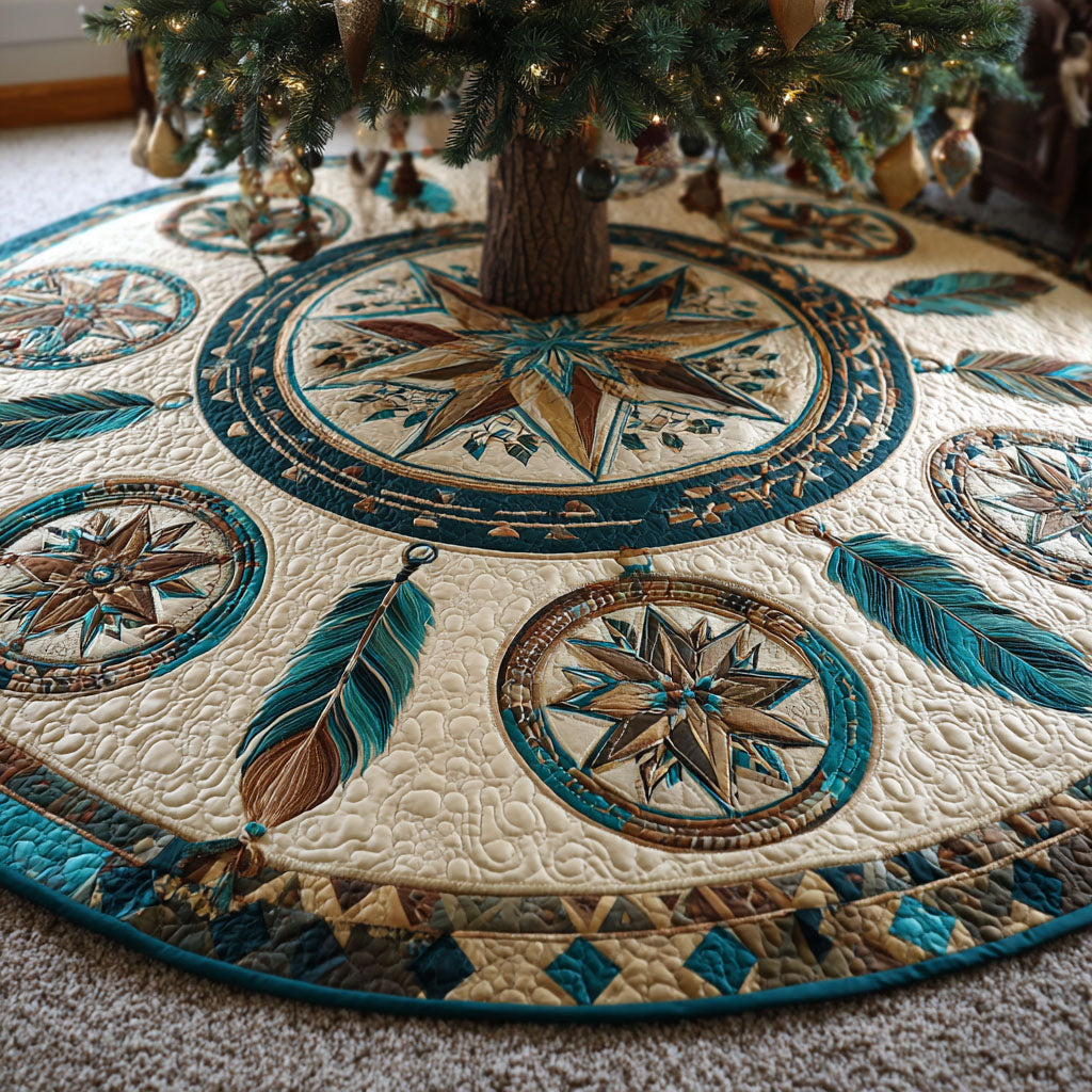 Desert Compass Christmas Quilted Tree Skirt Holiday Home Decor Unique Christmas Gifts 2025