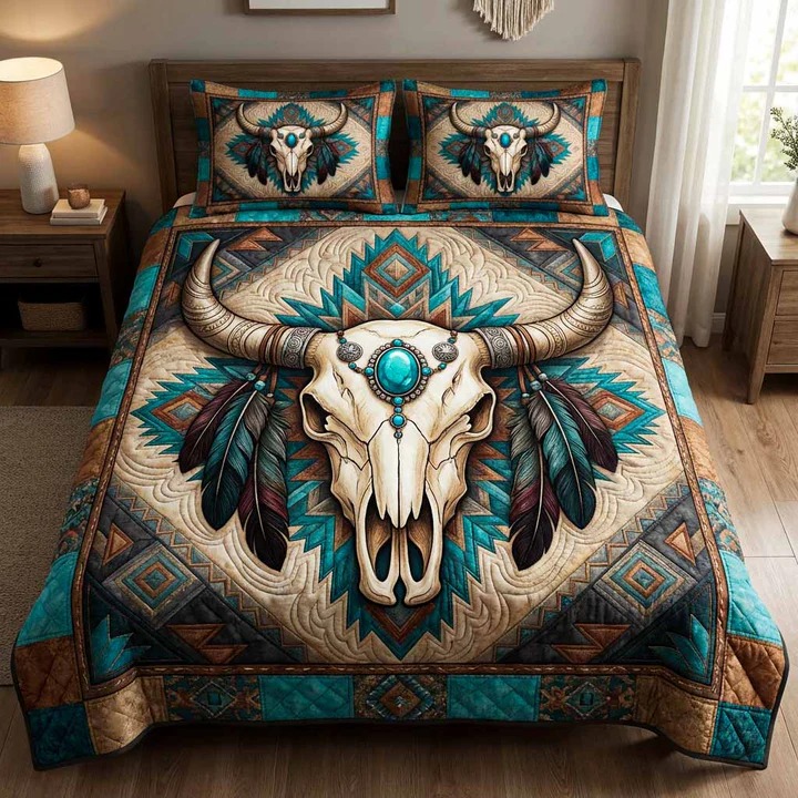 Desert Crown Quilted Bedding Set Southwestern Bedroom Decor Cozy Gift For Western Lovers