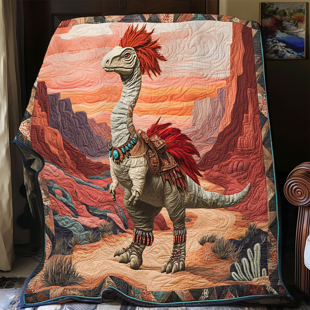 Desert Dinosaur Quilt Blanket Queen Size Blanket Xmas Presents For Daughter In Law