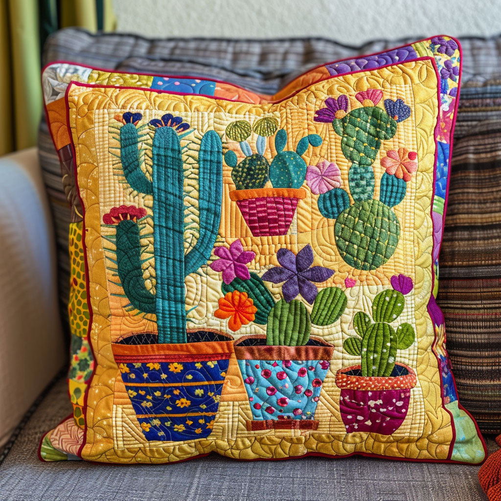 Desert Dreamscape Cactus Quilted Pillow Case Natural Home Decor Gifts For Farmers