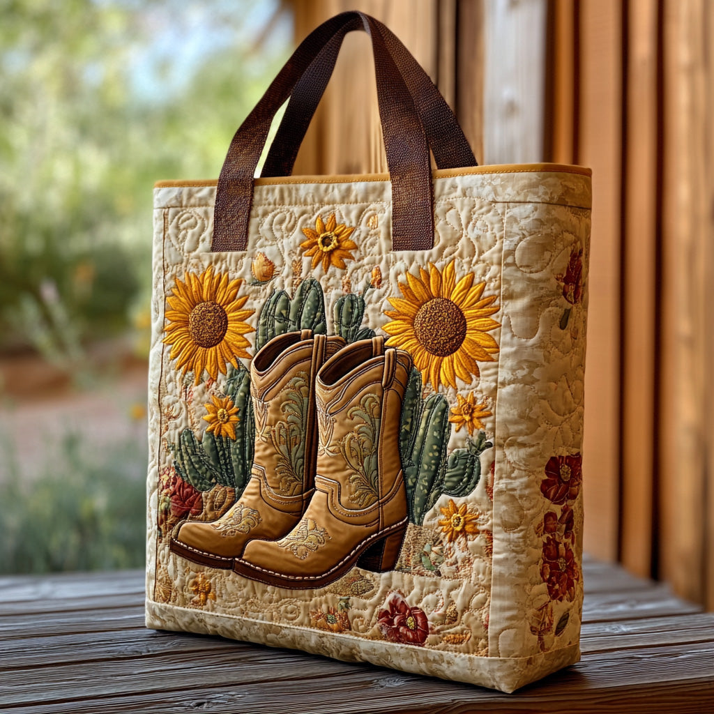 Desert Dusk Quilted Tote Bag Gifts For Highland Cow Lovers