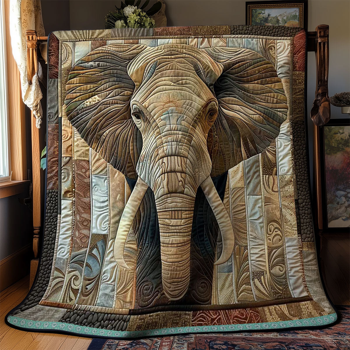 Desert Elephant Quilt Blanket King Size Blanket Cute Gift For Elephant Lovers