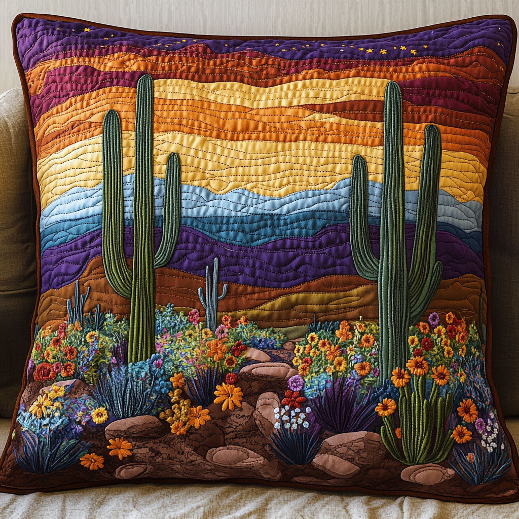Desert Escape Quilted Pillow Case Cute Pillow Covers Cactus Housewarming Gift