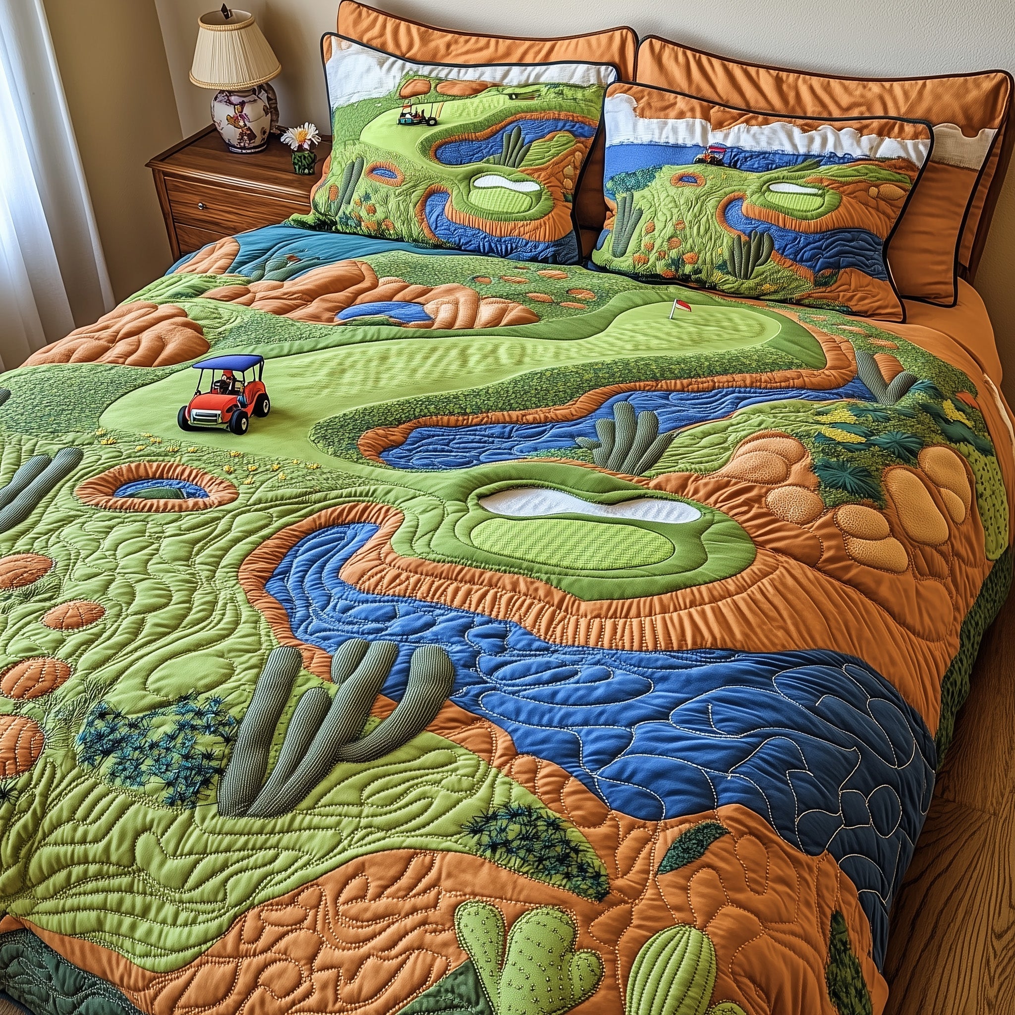 Desert Fairway Dreams Quilted Bedding Set All-Season