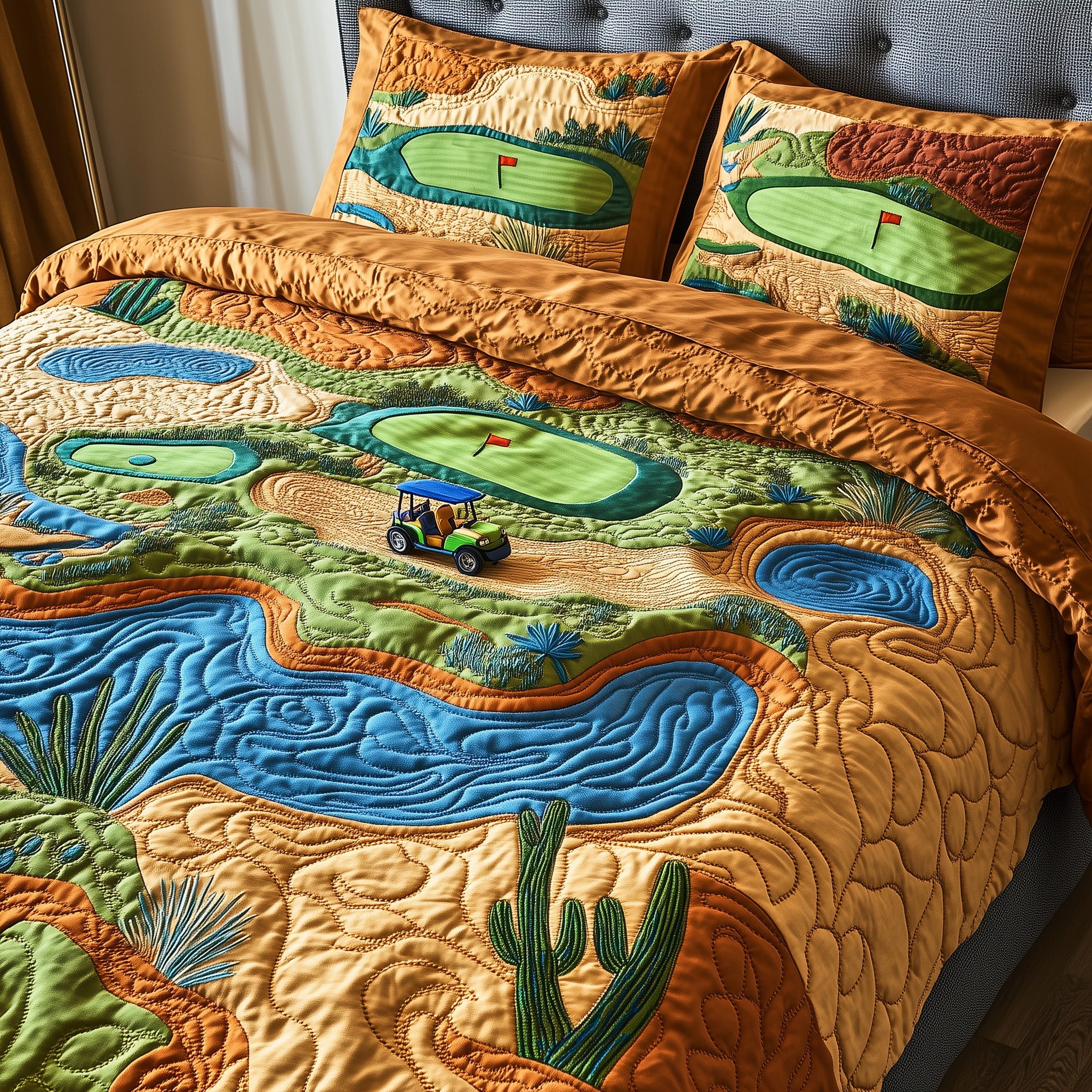 Desert Fairway Dreams Quilted Bedding Set For Kids