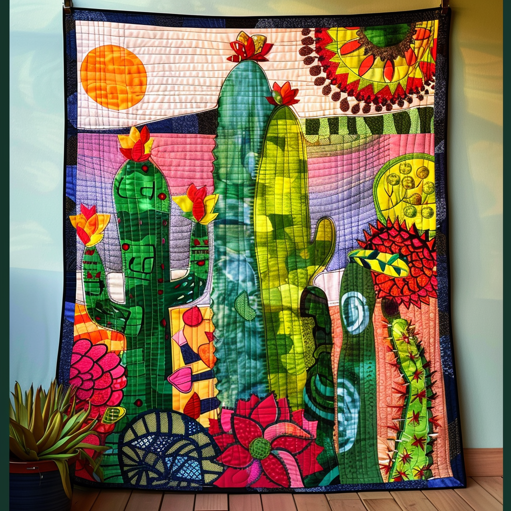 Desert Flora Cactus Quilted Blanket Cute Christmas Blankets