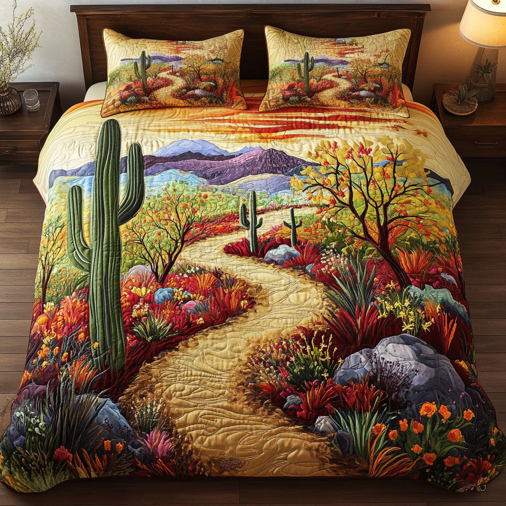 Desert Flora Journey Quilted Bedding Set Bed Decorations Cactus Themed Gifts