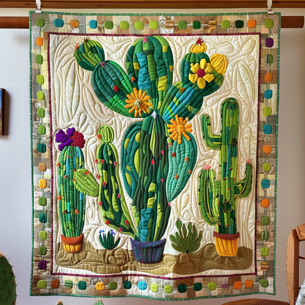 Desert Flora Quilted Blanket Cute Blankets For Adults