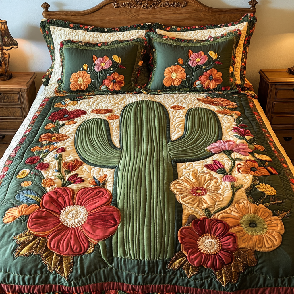 Desert Garden Quilted Bedding Set Best Comforter Sets Cactus Gifts For Women