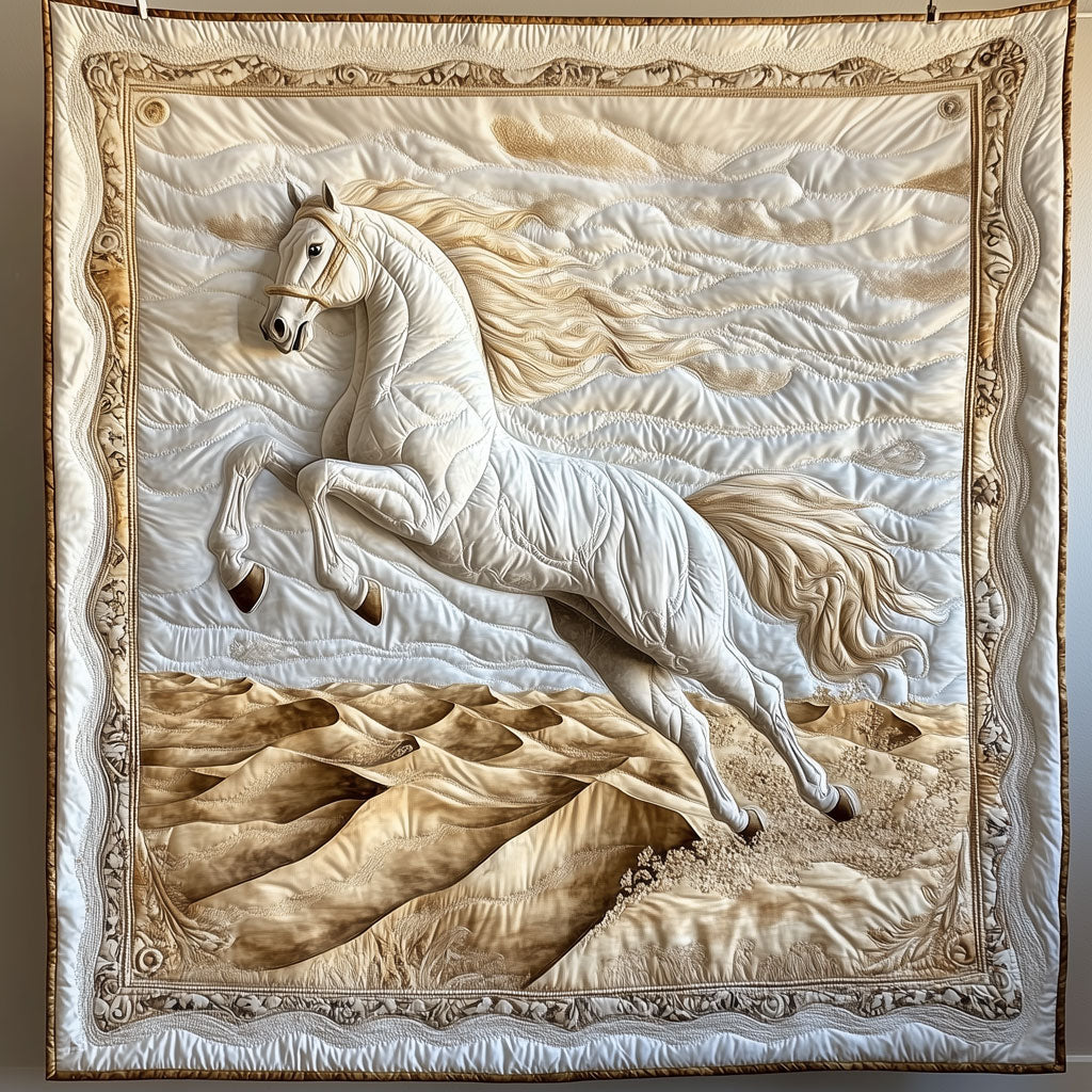 Desert Ghost Gallop Horse Quilt Blanket Throws For Couch Gifts For People Who Like Horses