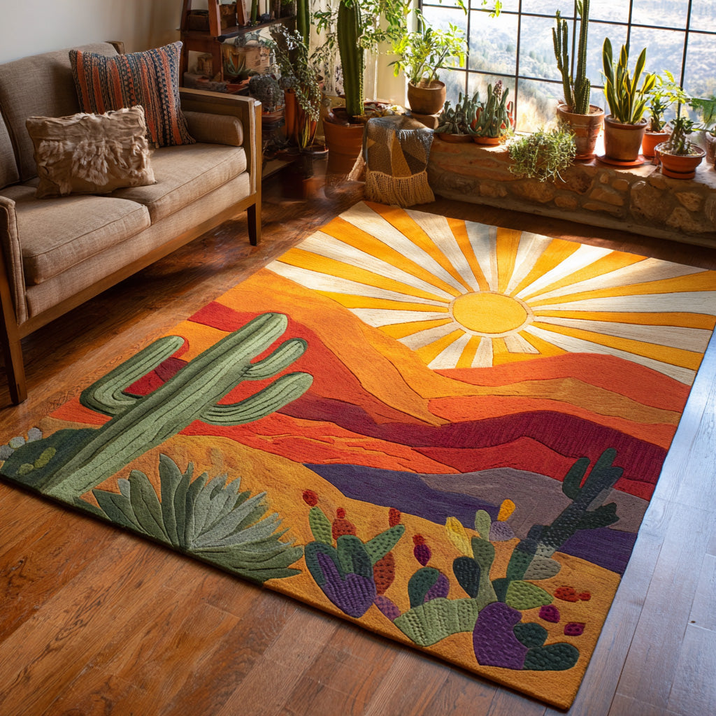 Desert Glow Area Rug Unique Front Door Decor Cactus Theme Gifts
