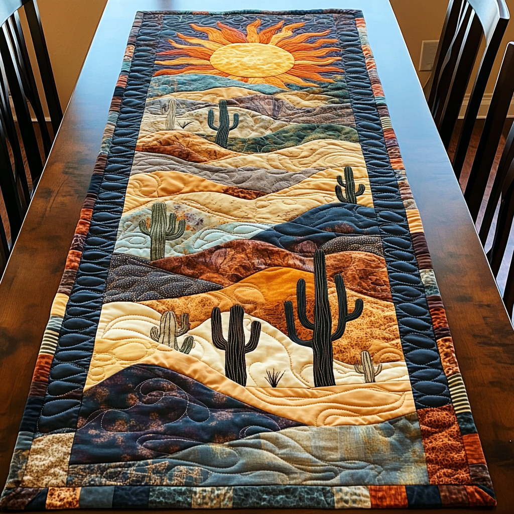 Desert Glow Quilted Table Runner Dining Room Decor Ideas Great CactusLover Gifts