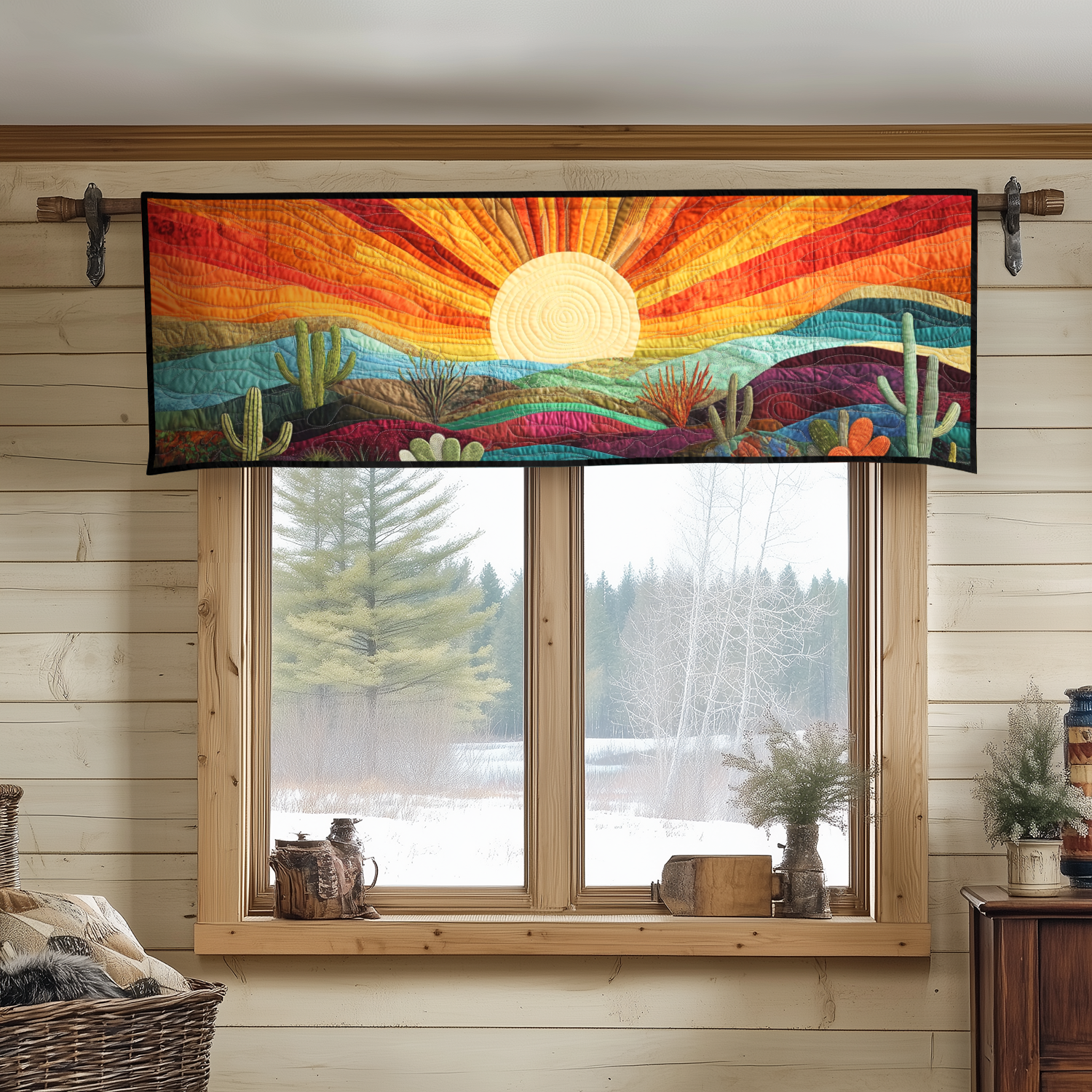 Desert Glow Quilted Valance Dining Table Decor Cactus Themed Birthday Gifts