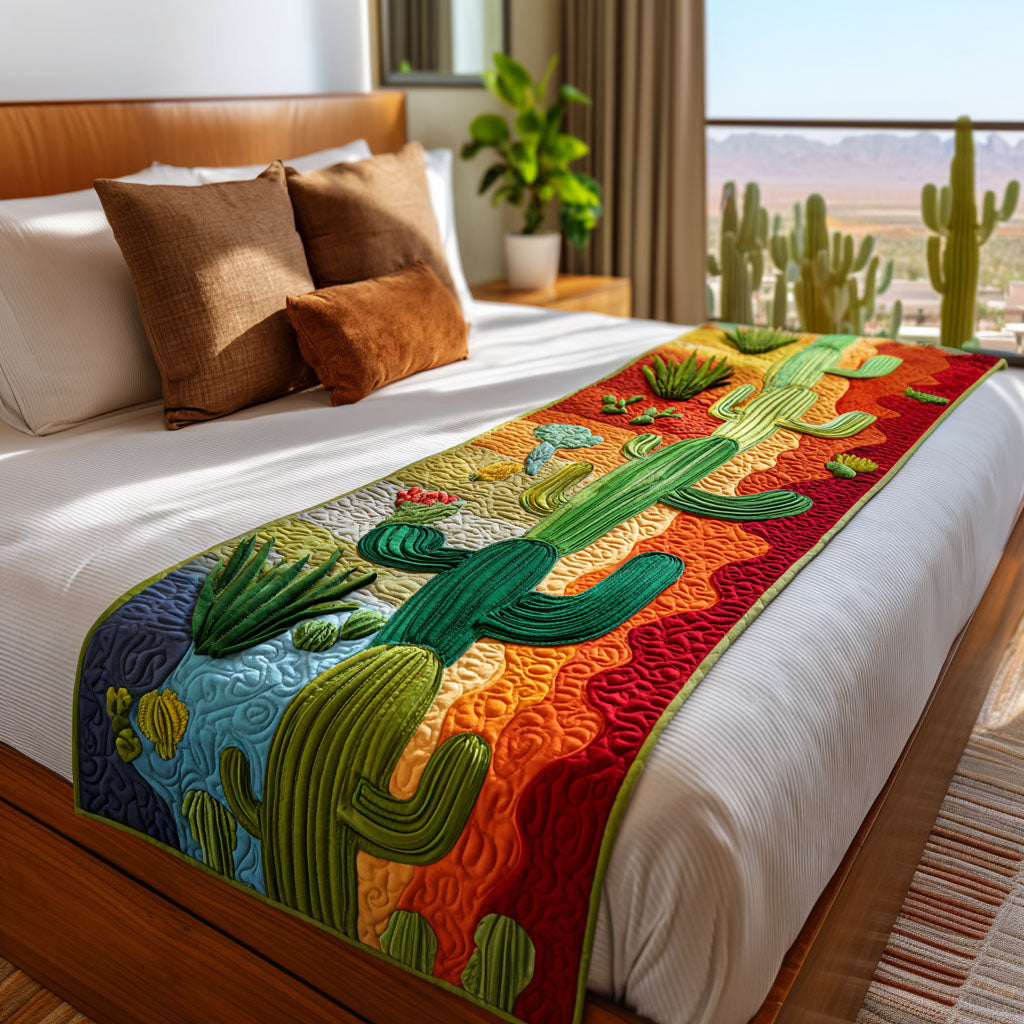 Desert Horizon Hues Quilted Bed Runner Bed Decor Ideas Cactus Gifts For Her
