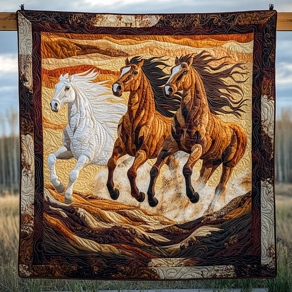 Desert Horse Quilted Blanket Cool Throw Blanket Best Gifts For Horse Owners