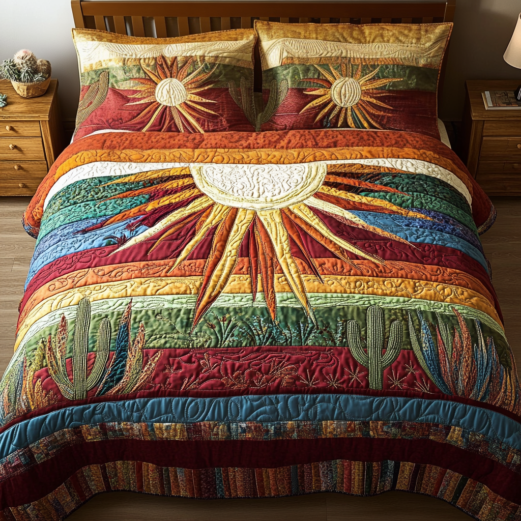 Desert Light Quilted Bedding Set Christmas Bedding Sets Best Unique Cactus Gifts