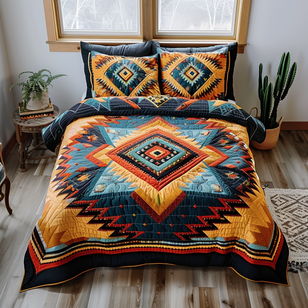 Desert Mirage Quilted Bedding Set Cozy Bedroom Decor Native Gifts For Women