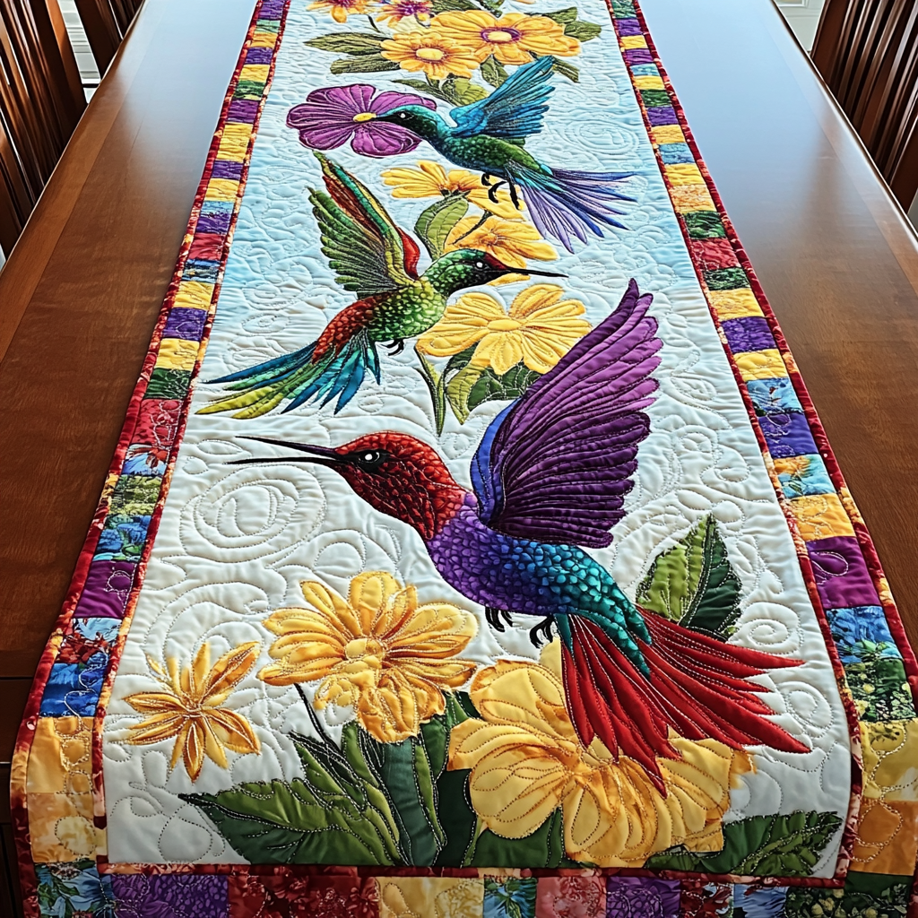 Desert Mirage Quilted Table Runner Dining Table Decor Hummingbird Birthday Gift Ideas