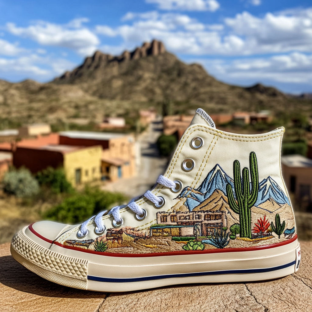 Desert Nomad Canvas High Tops Vintage Merch Vibe