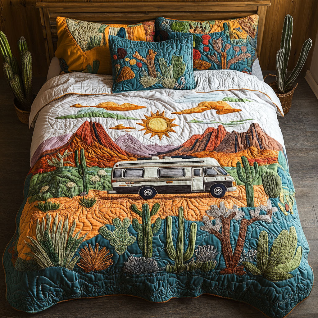 Desert Oasis Quilted Bedding Set Bed Room Decoration Hippie Christmas Gifts