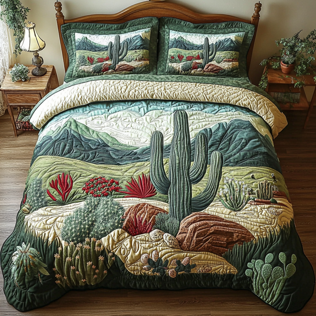 Desert Oasis Quilted Bedding Set Perfect Housewarming Gift for a Cozy Bedroom