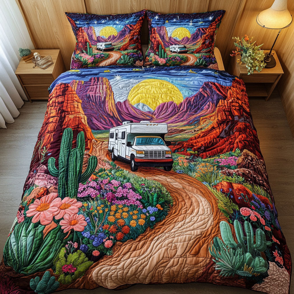 Desert Road Trip Quilted Bedding Set Cool Bedroom Decor Great Camping Gifts