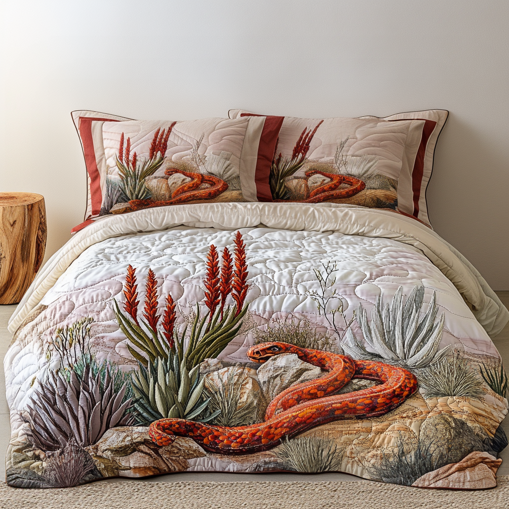 Desert Serpent Quilted Bedding Set Bedroom Decor Presents For Snake Lovers