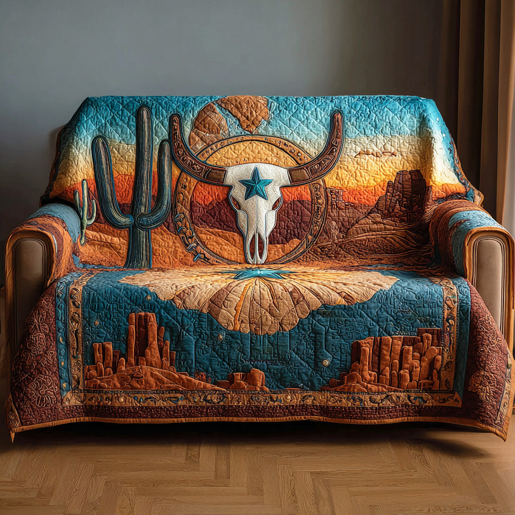 Desert Skull Spirit Quilted Sofa Cover Holiday Living Decorations Cowboys Gifts For Her