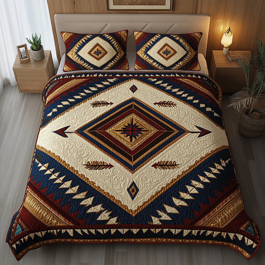 Desert Spirit Quilted Bedding Set Christmas Bed Sheets Native American Merchandise Gift Items