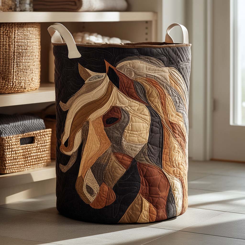 Desert Spirit Quilted Laundry Basket Modern Quilted Laundry Basket for Minimalist Decor