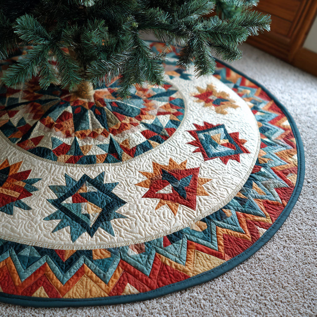 Desert Starburst Christmas Quilted Tree Skirt Native Art Meaningful Christmas Gifts