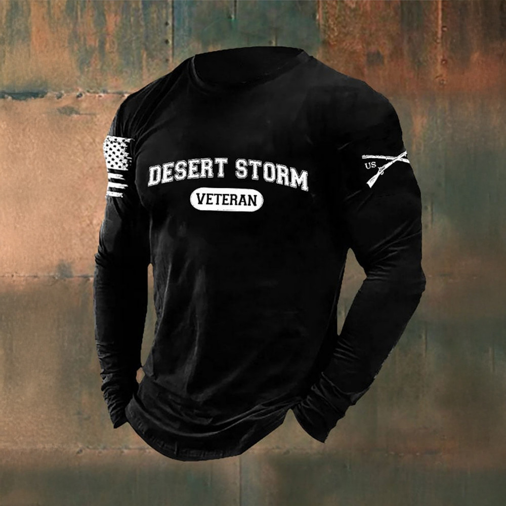 Desert Storm Veteran Long Sleeve Rash Guard Proud Veterans Patriotic Long Sleeve T-Shirt