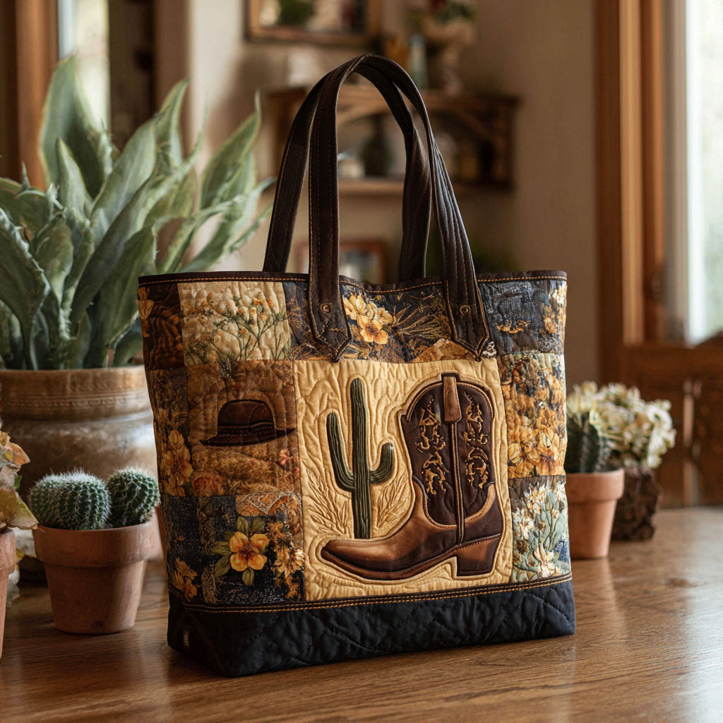 Desert Stroll Quilted Tote Bag Cow Lover Gift