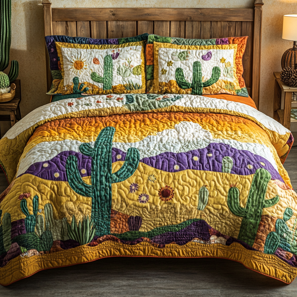 Desert Sunrise Delight Quilted Bedding Set Stylish Bedding Merch Gift for Home Lovers