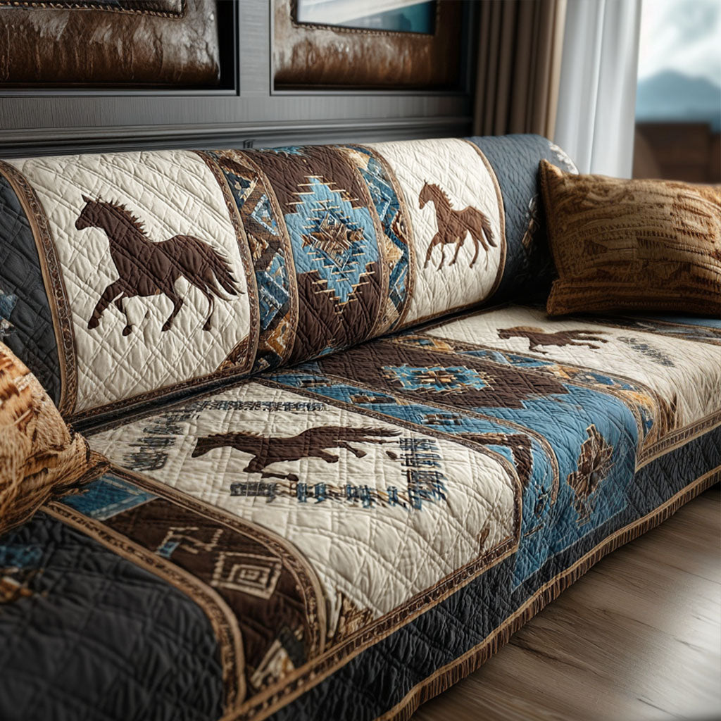 Desert Sunset Quilted Sofa Cover Holiday Living Room Decor Cowboy Gifts For Her